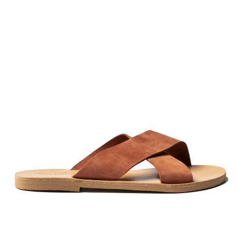 Women's flat leather sandals "Hestia" brick 
