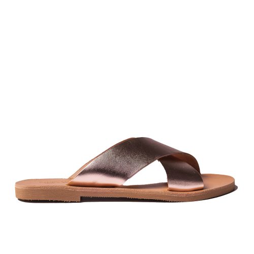 Women's flat leather sandals "Hestia" rose gold