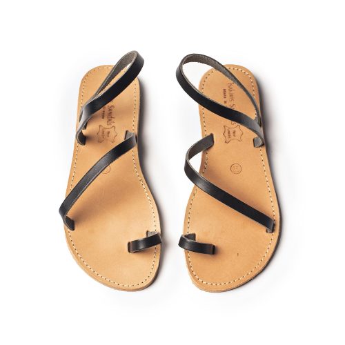 Women's natural sandals "Naomi" black with natural sole