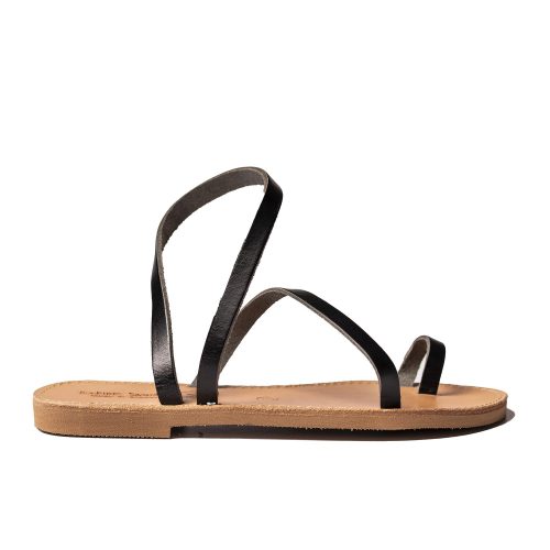 Women's natural sandals "Naomi" black with natural sole