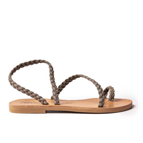 γυναικείο δερμάτινο σανδάλι ''naomi braid'' grey