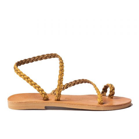 Women's leather sandals "Naomi Braid" mustard nubuck