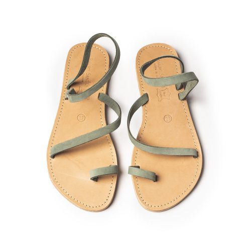 Women's leather sandals "Naomi" green