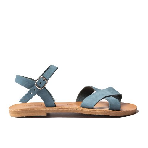 γυναικείο δερμάτινο σανδάλι ''naysika'' γαλάζιο nubuck