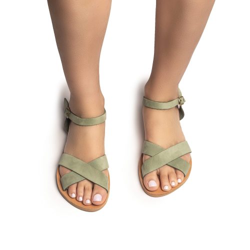 γυναικείο δερμάτινο σανδάλι ''naysika'' μέντα nubuck