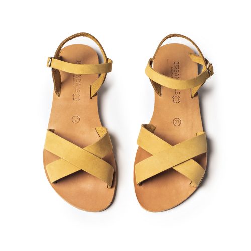 γυναικείο δερμάτινο σανδάλι ''naysika'' μουσταρδί nubuck