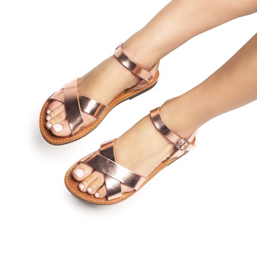 Women's leather sandals "Naysika" Rose Gold