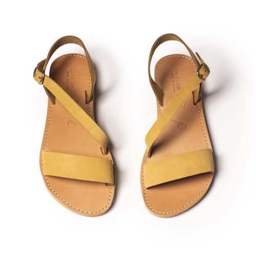 Women's leather sandals "Simple" mustard nubuck