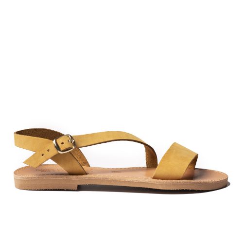 Women's leather sandals "Simple" mustard nubuck