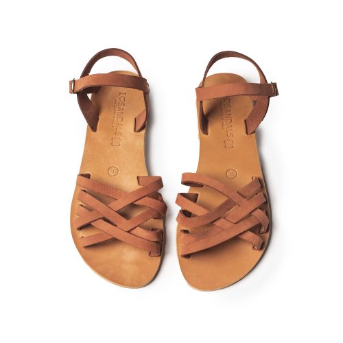 Women's leather sandals "Syndesmos" brick nubuck