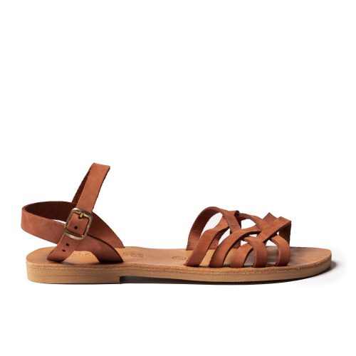 Women's leather sandals "Syndesmos" brick nubuck