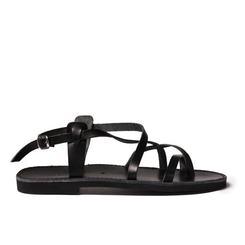 Men's leather sandals "Leonidas" total black