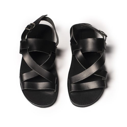 Men's leather sandals "Zeus" total black