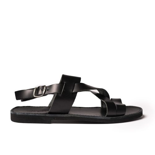 Men's leather sandals "Zeus" total black
