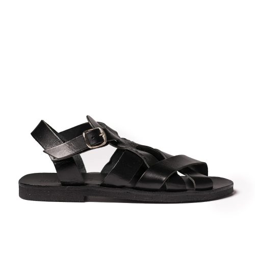 Men's leather sandals "Sparta" total black