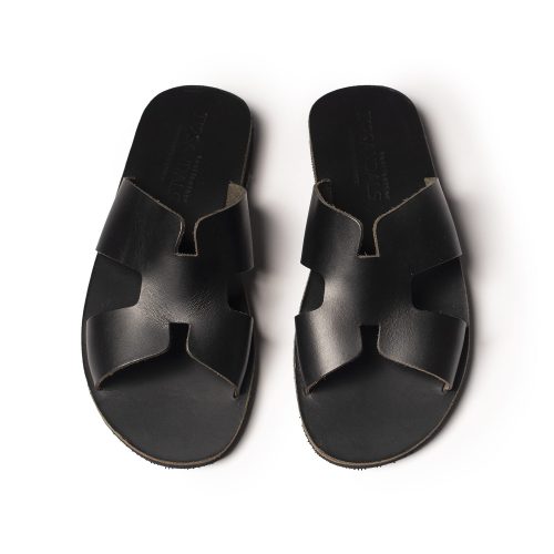 Men's leather sandals "Iasonas" total black