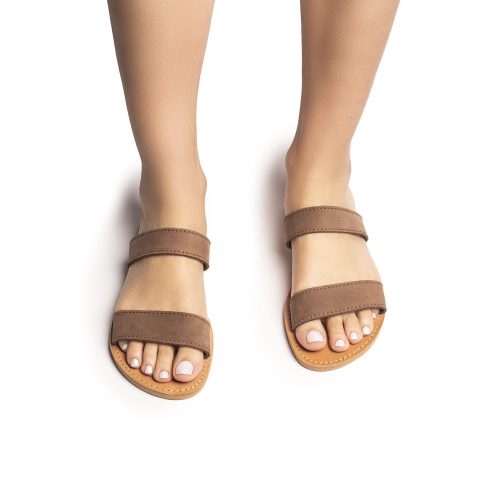Women's leather sandals "Katrina" brown nubuck