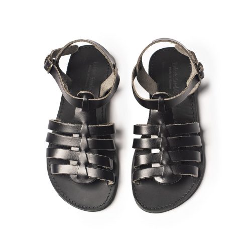 Women's leather sandals gladiator "Artemis" total black