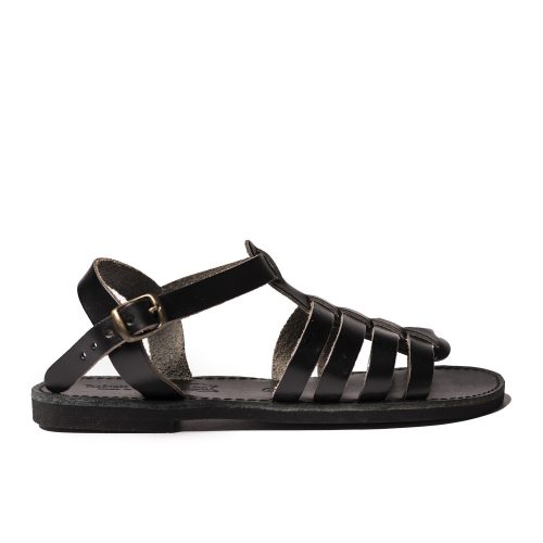 Women's leather sandals gladiator "Artemis" total black