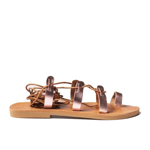 γυναικείο δερμάτινο σανδάλι lace up ''aphrodisiac'' bronze
