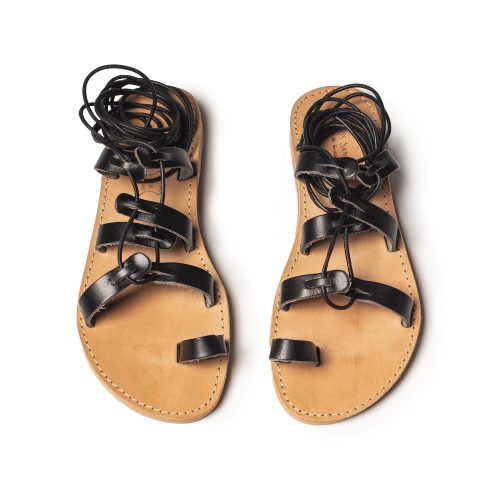 γυναικείο δερμάτιμο σανδάλι lace up ''aphrodisiac'' μαύρο