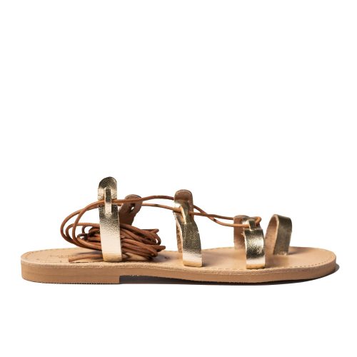 γυναικείο δερμάτινο σανδάλι lace up ''aphrodisiac'' χρυσό