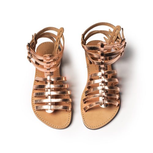Women's leather sandals gladiator "Theodora" rose gold