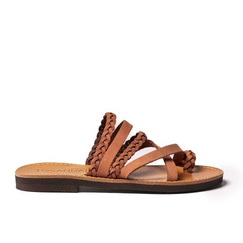 Women's leather sandals "Plexi" brick