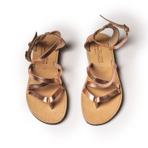 Women's leather sandals "Ermioni" bronze