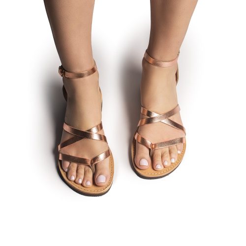 Women's leather sandals "Ermioni" bronze