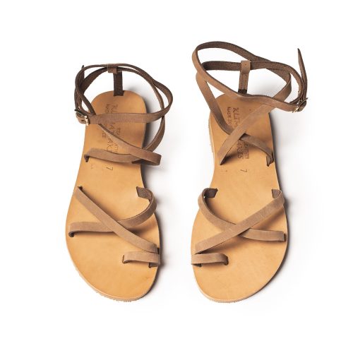 γυναικείο δερμάτινο σανδάλι ''Ikaria'' brown nubuck