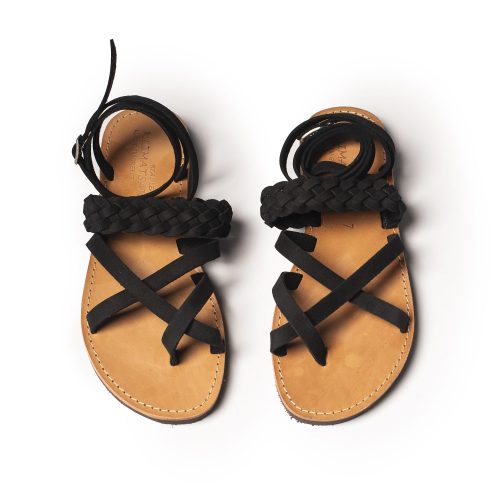 Women's leather sandals "Ilektra" black nubuck