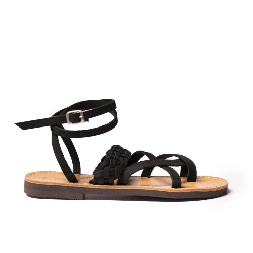 Women's leather sandals "Ilektra" black nubuck