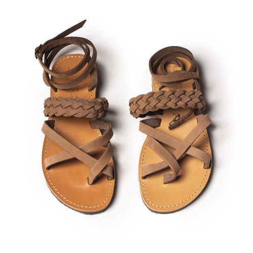 Women's leather sandals "Ilektra" brown nubuck