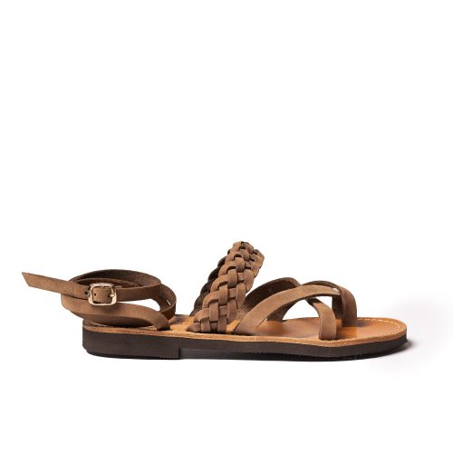 Women's leather sandals "Ilektra" brown nubuck