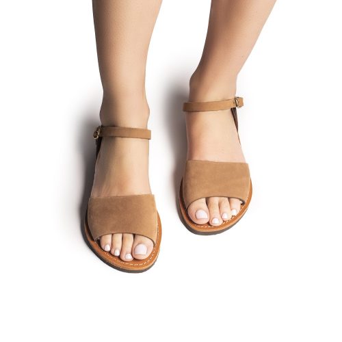 Γυναικεία δερμάτινα σανδάλια ''Spetses'' καφέ nubuck