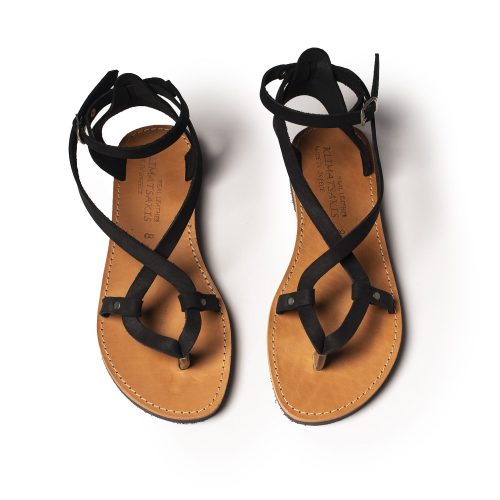 γυναικείο δερμάτινο σανδάλι ''Agapi'' black nubuck