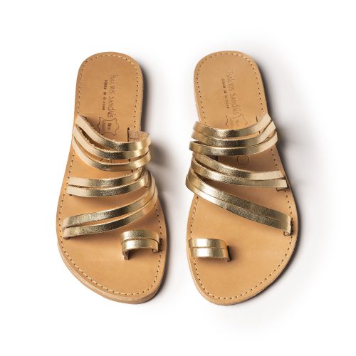 Women's leather sandals "Helena" gold