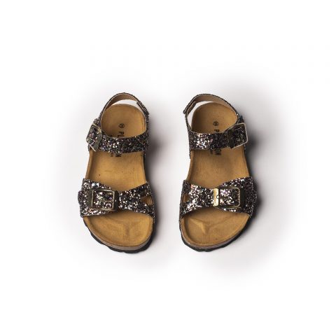 Plakton kids leather anatomical sandals "glitter multi"