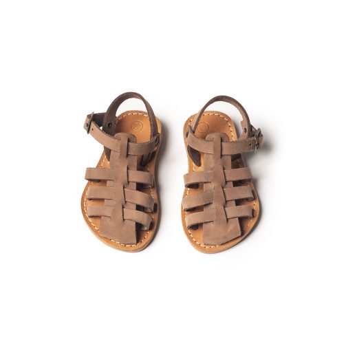 Kids leather sandals "boo" brown nubuck