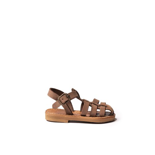 Kids leather sandals "boo" brown nubuck
