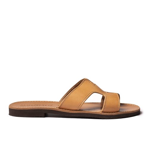 Women's leather sandals "Ionian sea" natural seamed