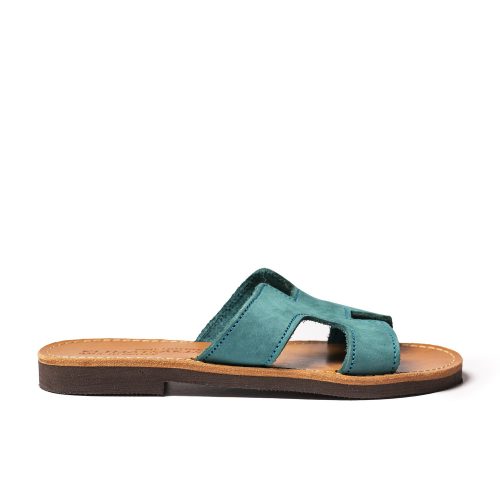 Women's leather sandals "Ionian sea" turquoise