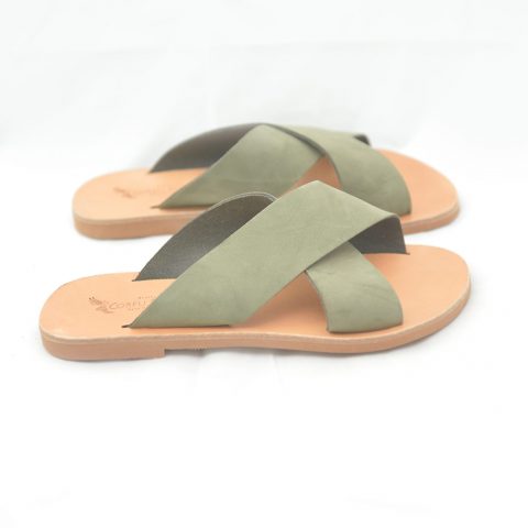 Women's flat leather sandals "hestia" mint nubuck