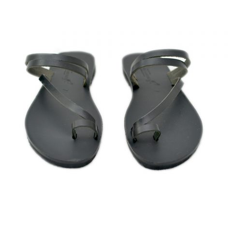 Women's leather sandals "Alonnisos" total black