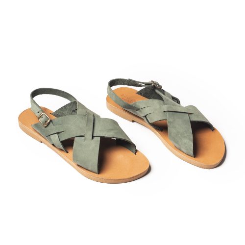 Corfu Sandals Women's flat leather sandals "Althea" mint
