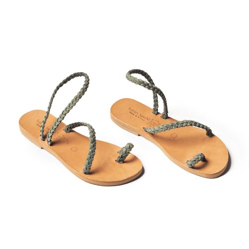 Corfu Sandals Women's handmade leather sandals "Naomi Braid" mint nubuck