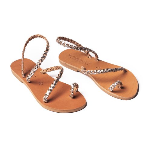 Corfu Sandals γυναικείο δερμάτινο σανδάλι ''naomi braid'' multi