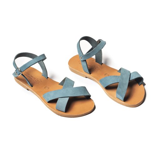 Corfu Sandals Women's leather sandals "Naysika" light blue nubuck