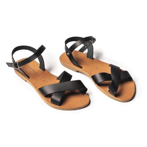 Corfu Sandals Women's leather sandals "Naysika" black